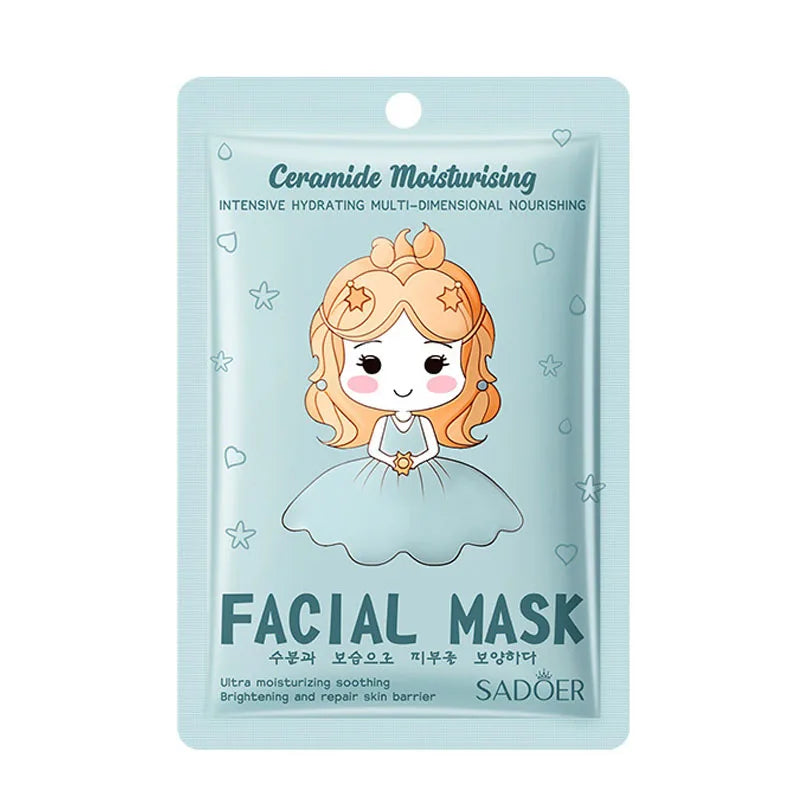 Lot de 10 masques visage SADOER à l'acide hyaluronique et au collagène