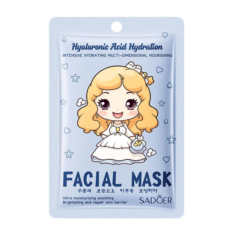 Lot de 10 masques visage SADOER à l'acide hyaluronique et au collagène