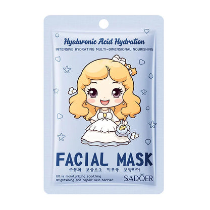 Lot de 10 masques visage SADOER à l'acide hyaluronique et au collagène